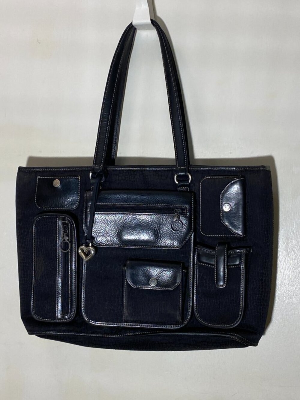 Brighton Black Organizer Briefcase Tote Laptop Work Bag Croc Embossed TLC